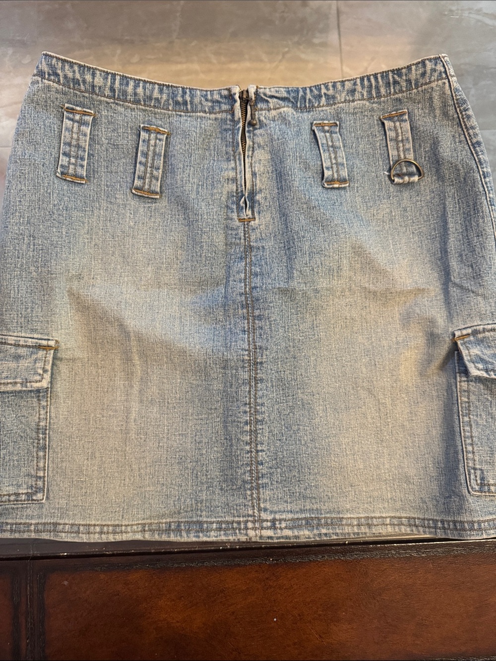 Vintage No Boundaries Light Blue Denim Cargo Mini Skirt